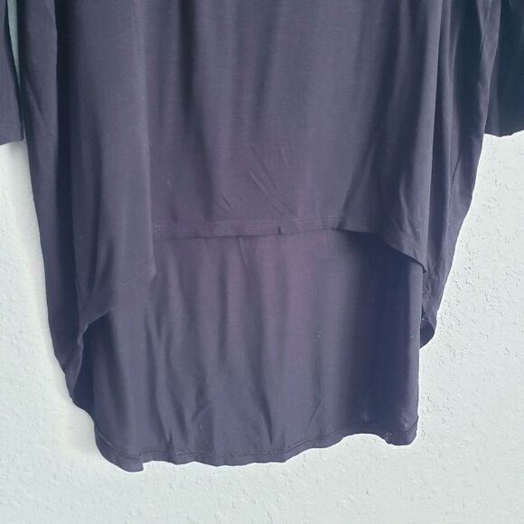 Michael Stars Black Hi Lo 3/4 Sleeve Top - Picture 2 of 6